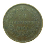 Nice Grade Italian / Italy 1866N 10 Centesimi Coin.