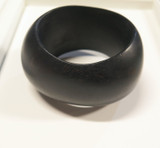 Sculptural Carved Ebony Wood Chunky Bangle Cuff Modernistic Style 132.1g