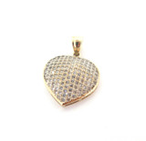 Vintage 10ct Yellow Gold & Cubic Zirconia Heart Shaped Pendant 3.4g