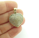 Vintage 10ct Yellow Gold & Cubic Zirconia Heart Shaped Pendant 3.4g