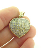 Vintage 10ct Yellow Gold & Cubic Zirconia Heart Shaped Pendant 3.4g