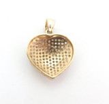 Vintage 10ct Yellow Gold & Cubic Zirconia Heart Shaped Pendant 3.4g