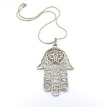 Large Sterling Silver Hand of Fatima Hamsa Abundance Positivity Protection 17.6g