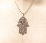Large Sterling Silver Hand of Fatima Hamsa Abundance Positivity Protection 17.6g