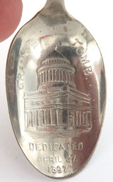 RARE 1897 USA GRANTS TOMB DEDICATION, EXTRA PLATE COIN SILVER SOUVENIR SPOON.