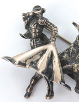 Mexican Made Hecho / Vintage Bullfighter Matador Sterling Silver Large Brooch.