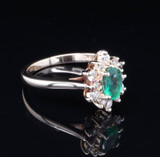 A Vintage Emerald & Diamond 14ct Yellow Gold Dress Ring Size L1/2 Val $4230