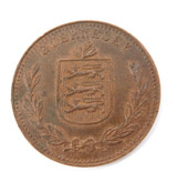 High Grade 1949 Guernesey Guernsey 8 Doubles Coin.