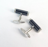 Pair of Dunhill Chrome Plated Enamel Mens Cufflinks