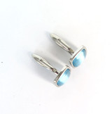 Pair of Luminescent Blue Stone & Stainless Steel Mens Cufflinks