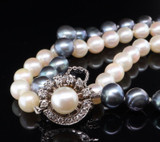 Vintage Double Row Stand Pearl Bracelet 14ct Diamond Set Clasp 19cm val $4680