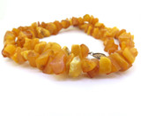 Vintage Handmade Rough Amber Necklace & 14ct Gold Clasp 44.4g Length 69cm