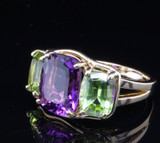 Auth. Verdura Amethyst & Peridot Diamond 18ct Gold Ring Size N1/2 R.R $15500 usd