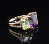 Auth. Verdura Amethyst & Peridot Diamond 18ct Gold Ring Size N1/2 R.R $15500 usd