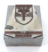 Vintage Solid Metal Printers Die, Mold, Logo. Immanuel Lutheran College, Buderim