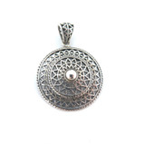 Pretty Sterling Silver Filigree Circular Domed Pendant 3.4g