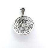 Pretty Sterling Silver Filigree Circular Domed Pendant 3.4g