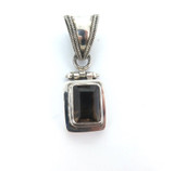 Stylish Sterling Silver & Rectangular Smoky Quartz Pendant 13.4g