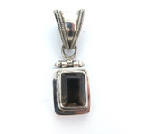 Stylish Sterling Silver & Rectangular Smoky Quartz Pendant 13.4g