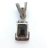 Stylish Sterling Silver & Rectangular Smoky Quartz Pendant 13.4g