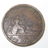 1852 Quebec 1d One Penny Bank Token.