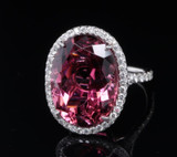 Auth. Tiffany & Co Soleste Pink Tourmaline & Diamond Platinum Ring Val $39490
