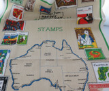 Great Condition Vintage “Greetings from Hervey Bay” Australian Stamps Tea Towel.