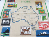 Great Condition Vintage “Greetings from Hervey Bay” Australian Stamps Tea Towel.