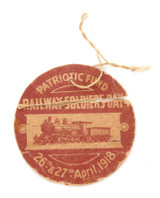 Super Rare WW1 April 1918 Patriotic Fund Railway Soldiers Day Cardboard Tag.