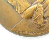 Rare Vintage Bocce Volo Large High Relief Metal Medallion. Signed by Artist.