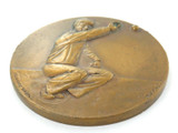 Rare Vintage Bocce Volo Large High Relief Metal Medallion. Signed by Artist.