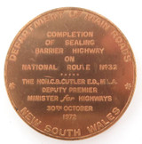 RARE !! 1972 Dept. Main Roads NSW. Completion Barrier H/Way Very Large Medallion