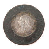 1895 / 1896 QV Novelty Coin. 1896 Silver 3d in 1895 1/2d.