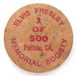 1984 Elvis Presley Memorial Society Limited Edition 1 / 500 Wooden Token.