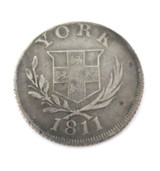 Scarce 1811 York, UK Silver Sixpence Token. Cattle & Barber Silver Token. 1.9g