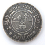 1897 South Africa 2/- 2 Shillings .925 Silver 11.2 grams 28.6 mm