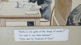 RARE 1936 Original Douglas Moule Signed Cartoon Artwork Watercolour Ink on Board