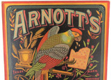 Rare c1915 Arnotts Sao Biscuits Multiplate Colour Woodcut on Board Shop Sign.