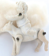 1800s Victorian Era Bisque / Parian Ware Style Articulated Figure. Boy on Dog.