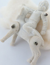 1800s Victorian Era Bisque / Parian Ware Style Articulated Figure. Boy on Goat.