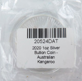 2020 Australian Kangaroo $1 1oz Silver Bullion Round. Still Sealed in Plastic.