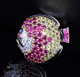 Vintage 18ct Yellow Gold Ruby Sapphire & Diamond Tropical Fish Brooch Val $6710