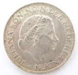 Nice Grade 1966 Netherlands 2 1/2 Gulden .720 Silver 32.7mm 15 grams.