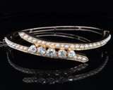 Antique 1.01ct Old Cut Diamond & Pearl Set 14ct Gold Hinged Bangle Val $8200