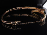 Antique 1.01ct Old Cut Diamond & Pearl Set 14ct Gold Hinged Bangle Val $8200