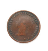1843 English Half 1/2 Farthing Copper Coin. 2.3 grams 17.7mm.