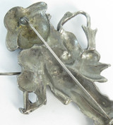 Vintage Figural Chromed Metal Brooch of a Child with Violin