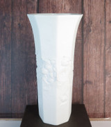 Vintage White Bisque Floral Vase by Kaiser, Germany. 27cm Tall