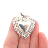 Vintage Sterling Silver Decorative Heart Shaped Pendant 6.7g