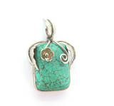Handmade Sterling Silver & Chunky Turquoise Pendant 22.7g